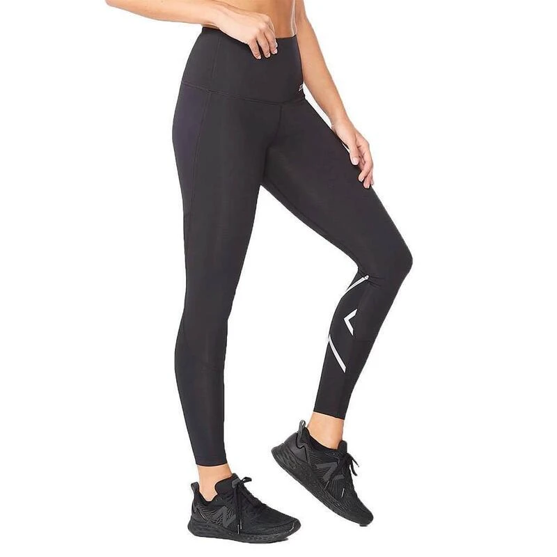 2XU Motion Women's Hi-Rise Compression Tights - Zwart/Zilver - Maat XS 2 2XU Motion Women's Hi-Rise Compression Tights - Zwart/Zilver - Maat XS - Afbeelding 2