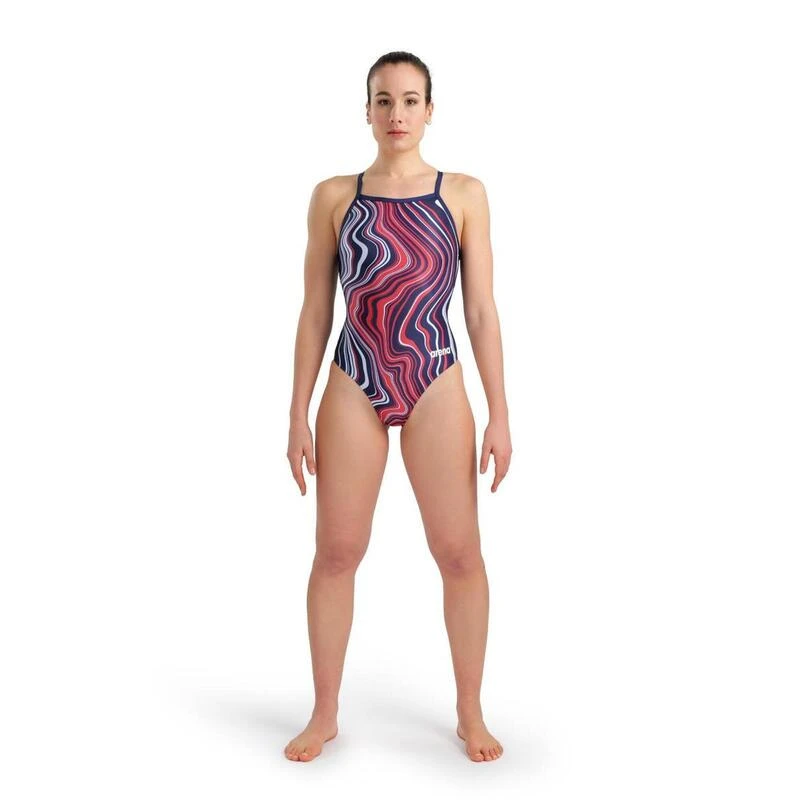 Arena Marbled Lightdrop Back Swimsuit - Navy/Red/Multi 3 Arena Marbled Lightdrop Back Swimsuit - Navy/Red/Multi - Afbeelding 3