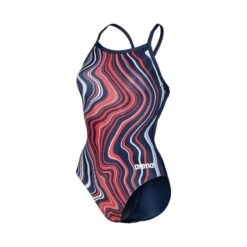Arena Marbled Lightdrop Back Swimsuit - Navy/Red/Multi 8 Arena Marbled Lightdrop Back Swimsuit - Navy/Red/Multi -Regatta Verkoop arena gemarmerd halterbadpak marineroodmulti 3