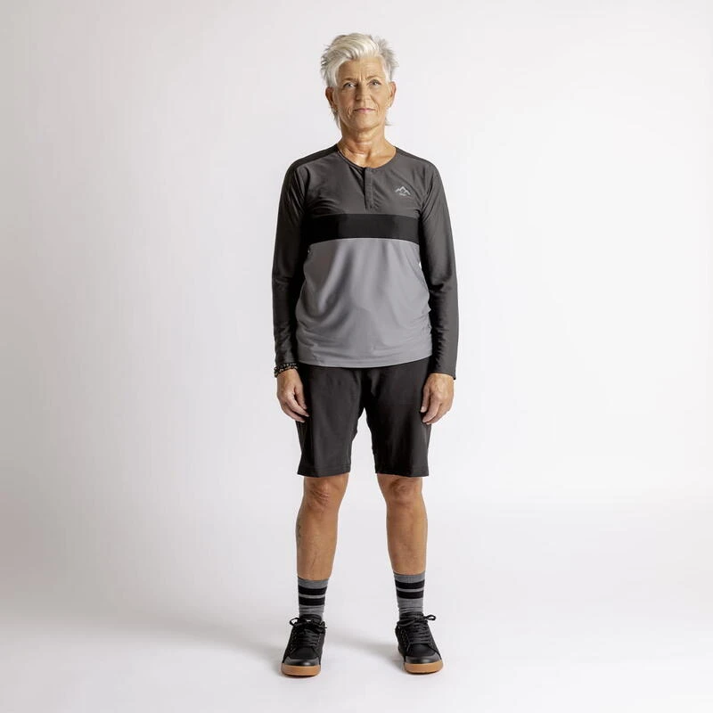 IXS Flow XTG Women's Long Sleeve Henley - Graphite/Black 2 IXS Flow XTG Women's Long Sleeve Henley - Graphite/Black - Afbeelding 2