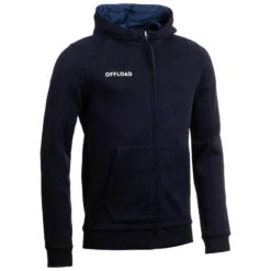 Gemoltoneerde Hoodie Voor Rugby Volwassenen Club R500 Met Rits Blauw