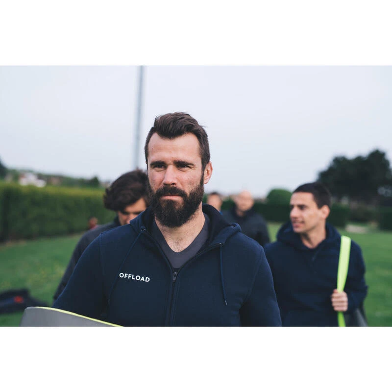 Gemoltoneerde Hoodie Voor Rugby Volwassenen Club R500 Met Rits Blauw 10 Gemoltoneerde Hoodie Voor Rugby Volwassenen Club R500 Met Rits Blauw - Afbeelding 10