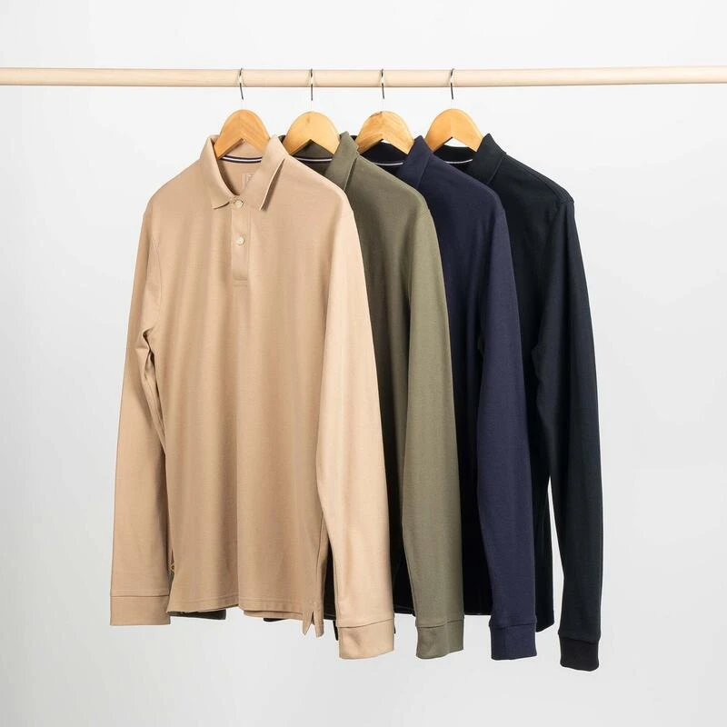 Golfpolo Met Lange Mouwen Voor Heren Jeansblauw 5 Golfpolo Met Lange Mouwen Voor Heren Jeansblauw - Afbeelding 5