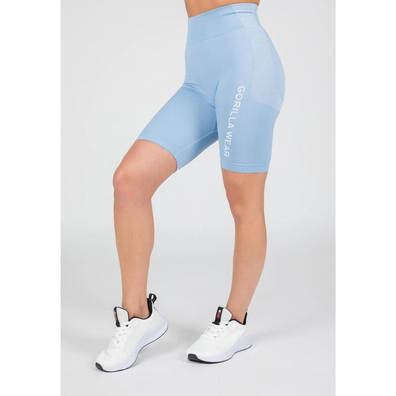 Gorilla Wear Selah Seamless Cycling Shorts - Lichtblauw - L/XL 1 Gorilla Wear Selah Seamless Cycling Shorts - Lichtblauw - L/XL