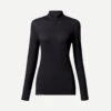 Merino Shirt Voor Trekking Dames MT500 Lange Mouwen Rits Aan De Hals