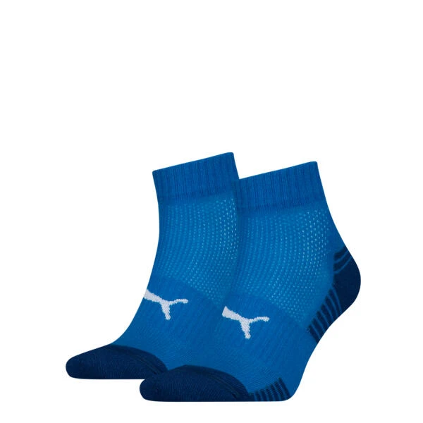Puma Sport Quartersokken Cushioned 2-pack Blauw 1 Puma Sport Quartersokken Cushioned 2-pack Blauw