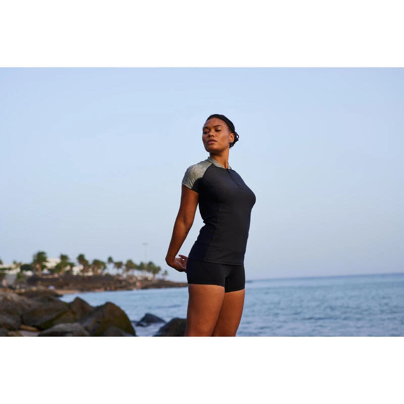 Shirt Voor Aquagym Aquafitness Korte Mouwen Zwart Lia Kaki 3 Shirt Voor Aquagym Aquafitness Korte Mouwen Zwart Lia Kaki - Afbeelding 3