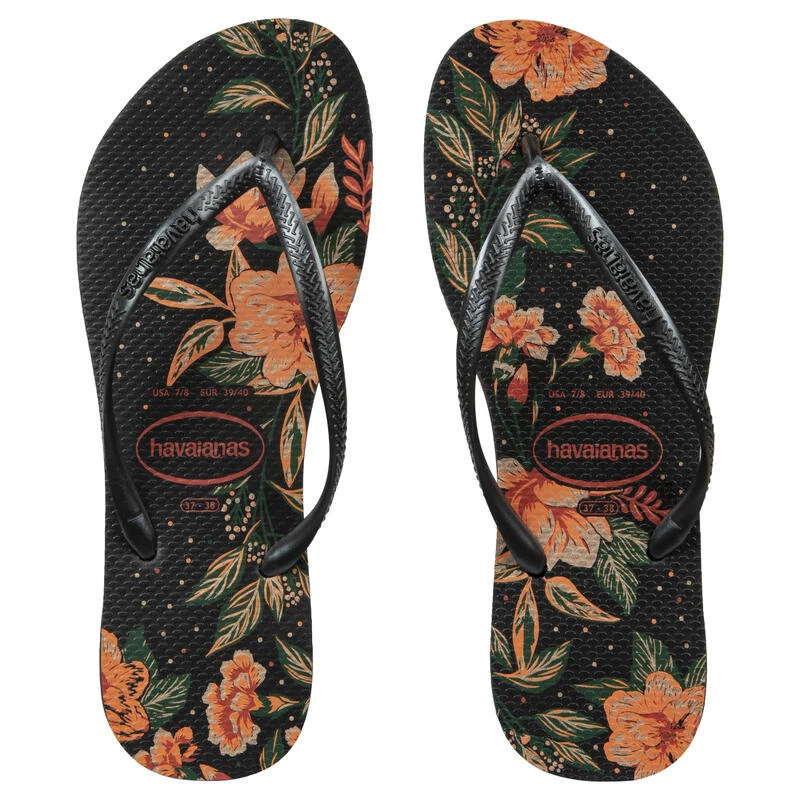 Havaianas Slippers Voor Dames Slim Floral Zwart 2 Havaianas Slippers Voor Dames Slim Floral Zwart - Afbeelding 2