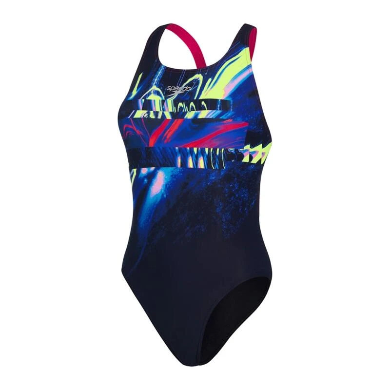 Speedo Placement Digital Powerback Swimsuit - Black/ Magenta/ Blue/ Yellow 4 Speedo Placement Digital Powerback Swimsuit - Black/ Magenta/ Blue/ Yellow - Afbeelding 4