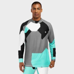 Thermisch Ondershirt Wintersport SIROKO Slush Penguin Turquoise Heren