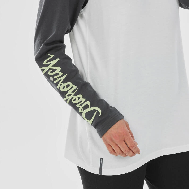WEDZE Thermoshirt Voor Skiën Voor Dames BL 590 Brokovich Merinowol Grijs/wit 2 WEDZE Thermoshirt Voor Skiën Voor Dames BL 590 Brokovich Merinowol Grijs/wit - Afbeelding 2