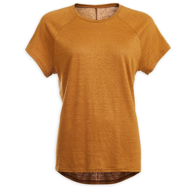 Yoga T-shirt Voor Dames 100% Linnen Made In France Camel 5 Yoga T-shirt Voor Dames 100% Linnen Made In France Camel - Afbeelding 5